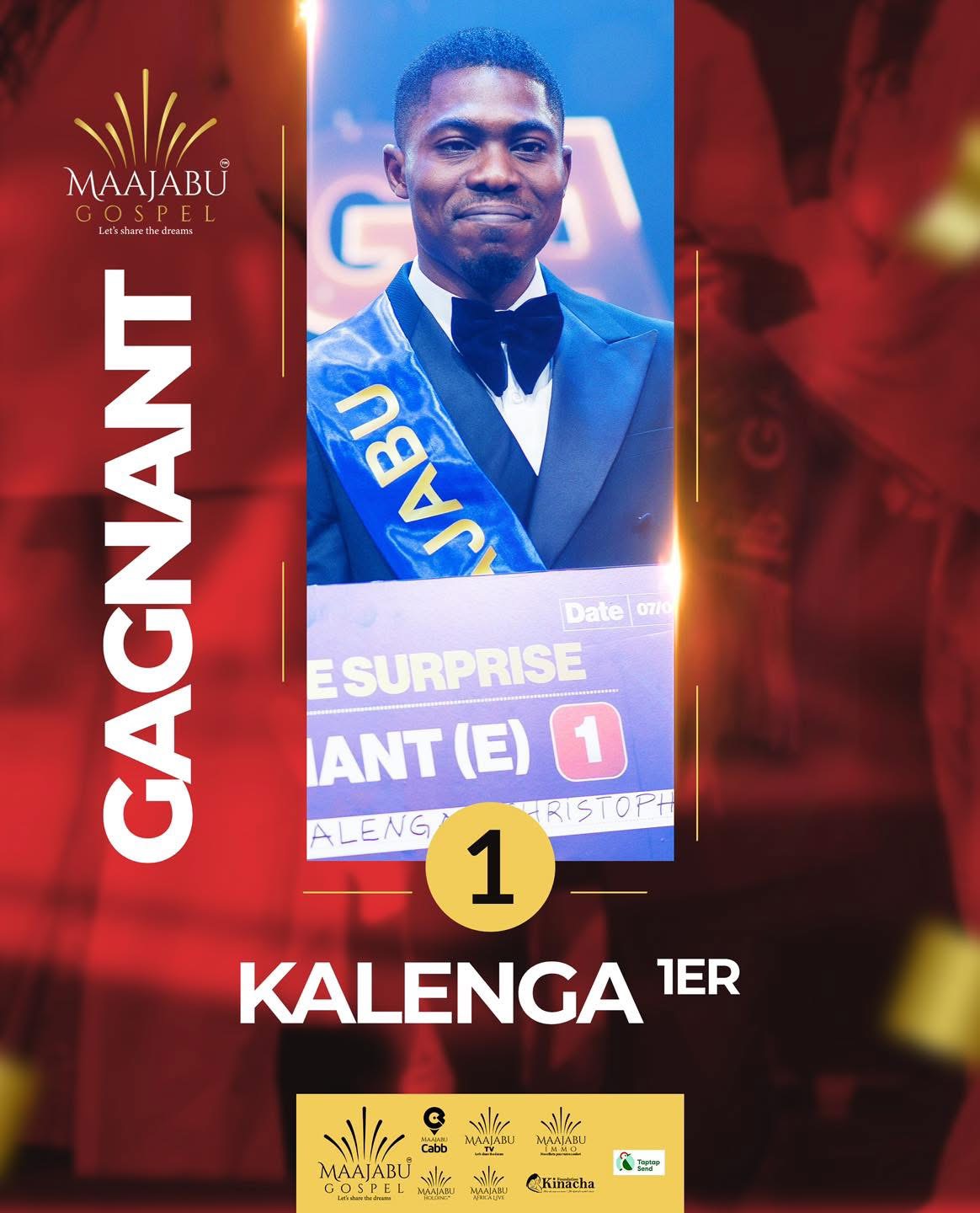 Affiche officielle annonçant Kalenga 1er comme gagnant de Maajabu Talent Europe