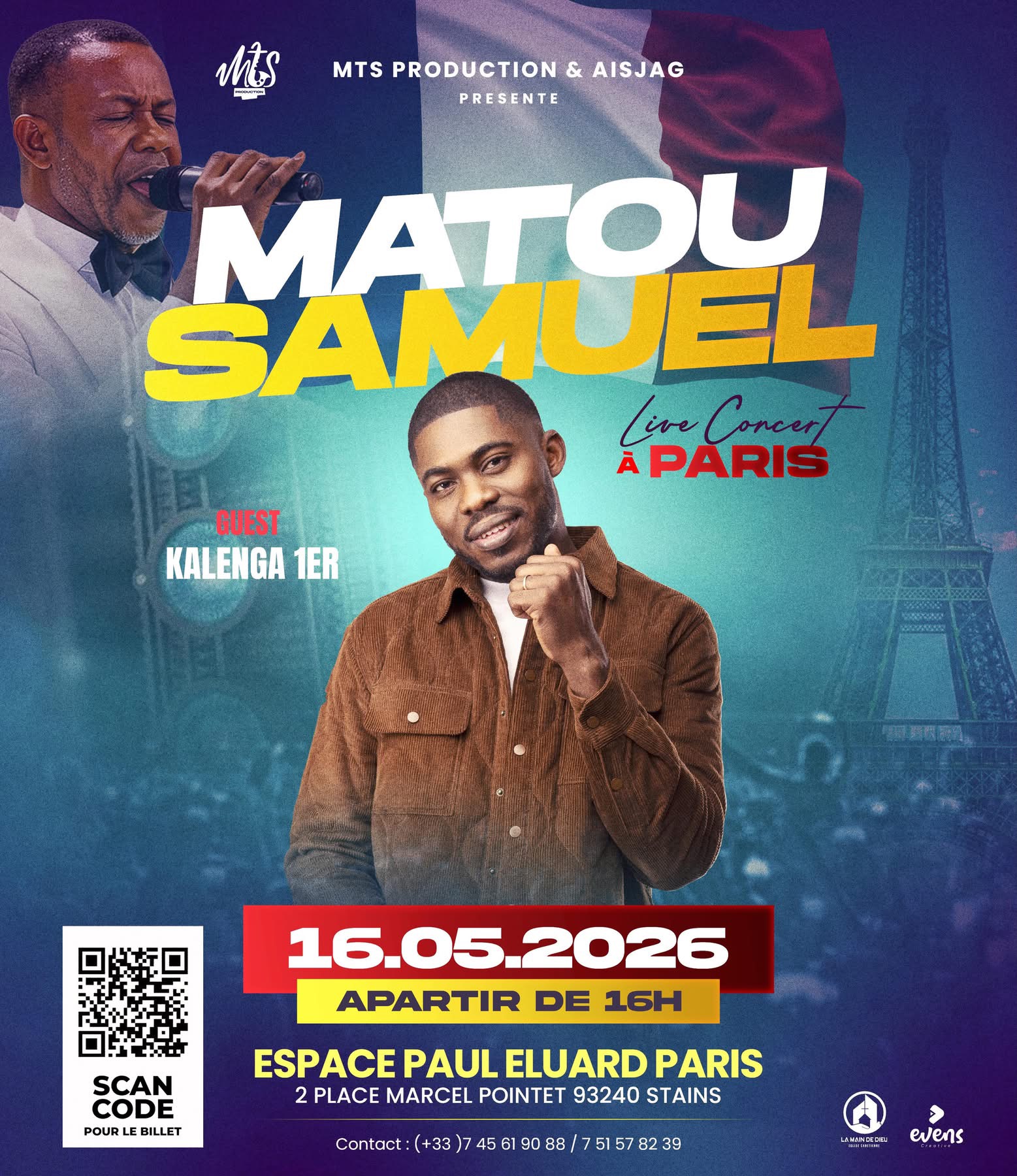 Affiche du concert live de Matou Samuel à Paris, Kalenga 1er invité