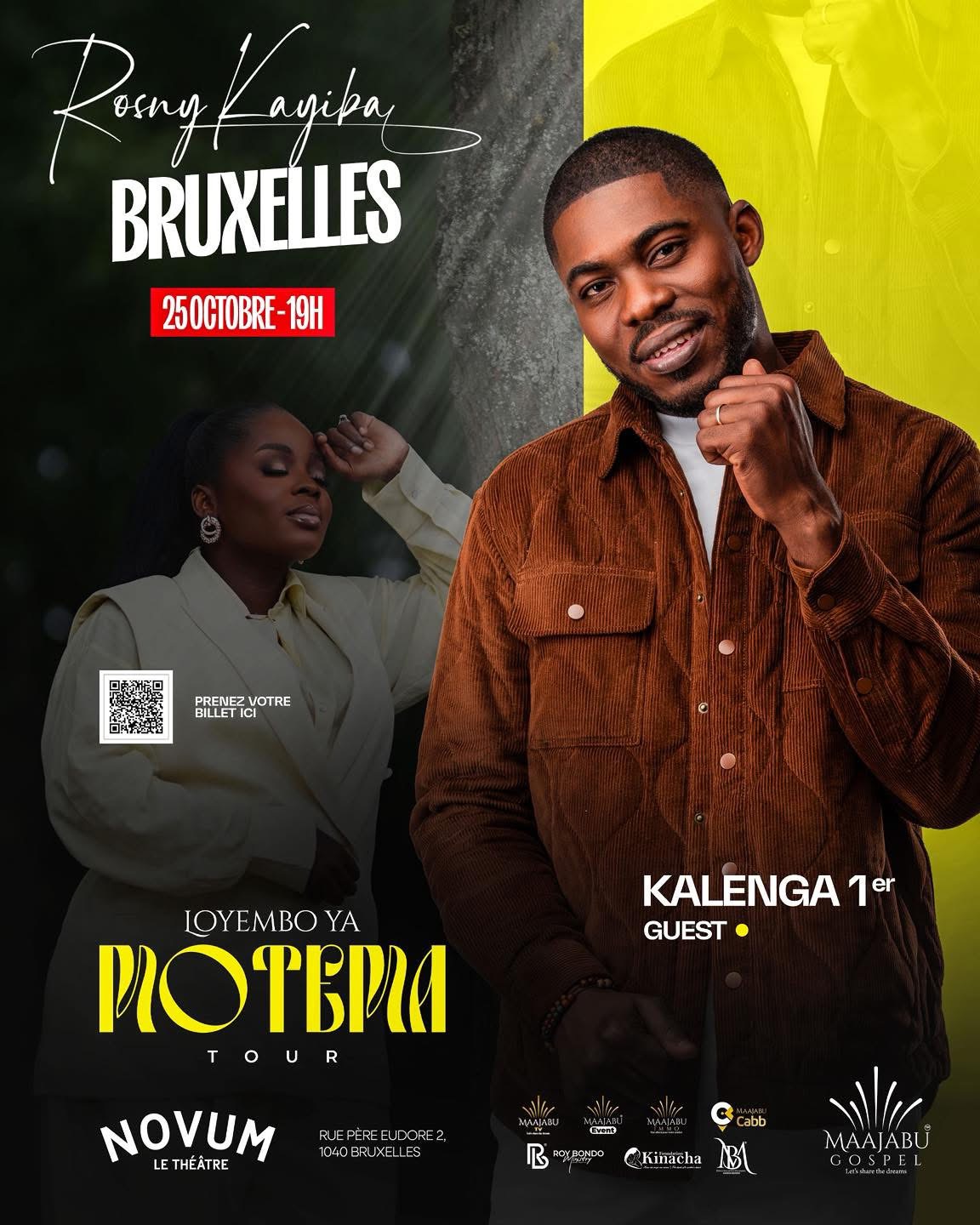 Affiche du concert Rosny Kayiba à Bruxelles, Novum le Théâtre, Kalenga 1er invité